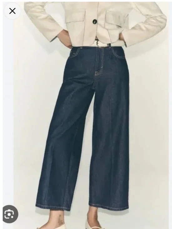 Zara NWT Z1975 pressed creased belted jeans 6164/077 - Picture 8 of 13